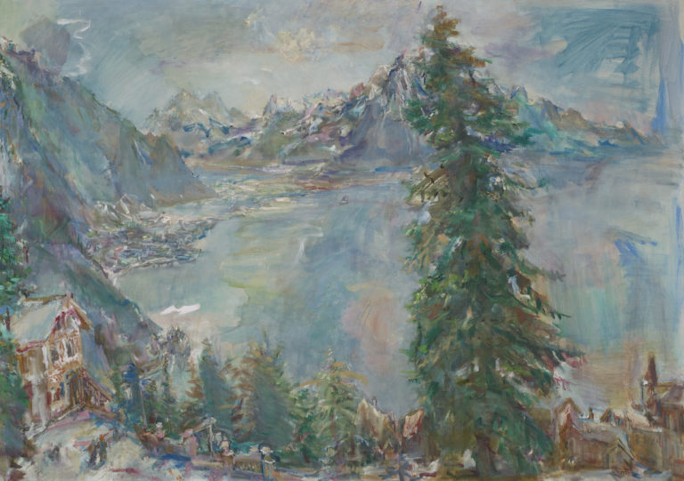 Oskar Kokoschka , Glion, vue sur le lac Léman (Glion, View over Lake Geneva), 1956