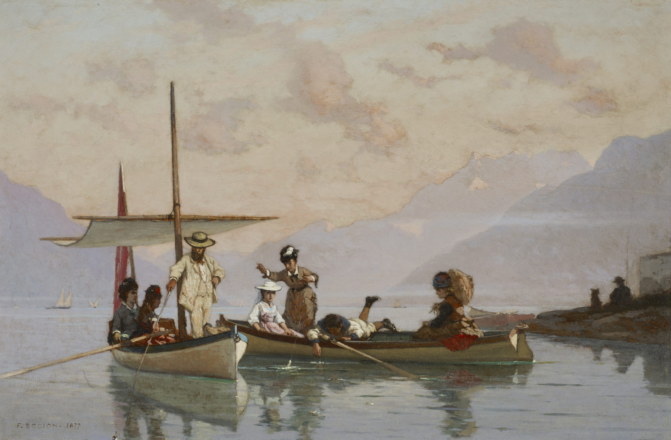 François Bocion, Bocion et sa famille à la pêche<br>(Bocion and His Family Out Fishing), 1877