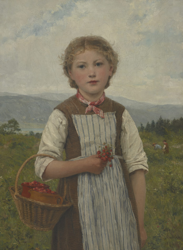 Albert Anker, La Mariette aux fraises (Mariette with Strawberries), 1884