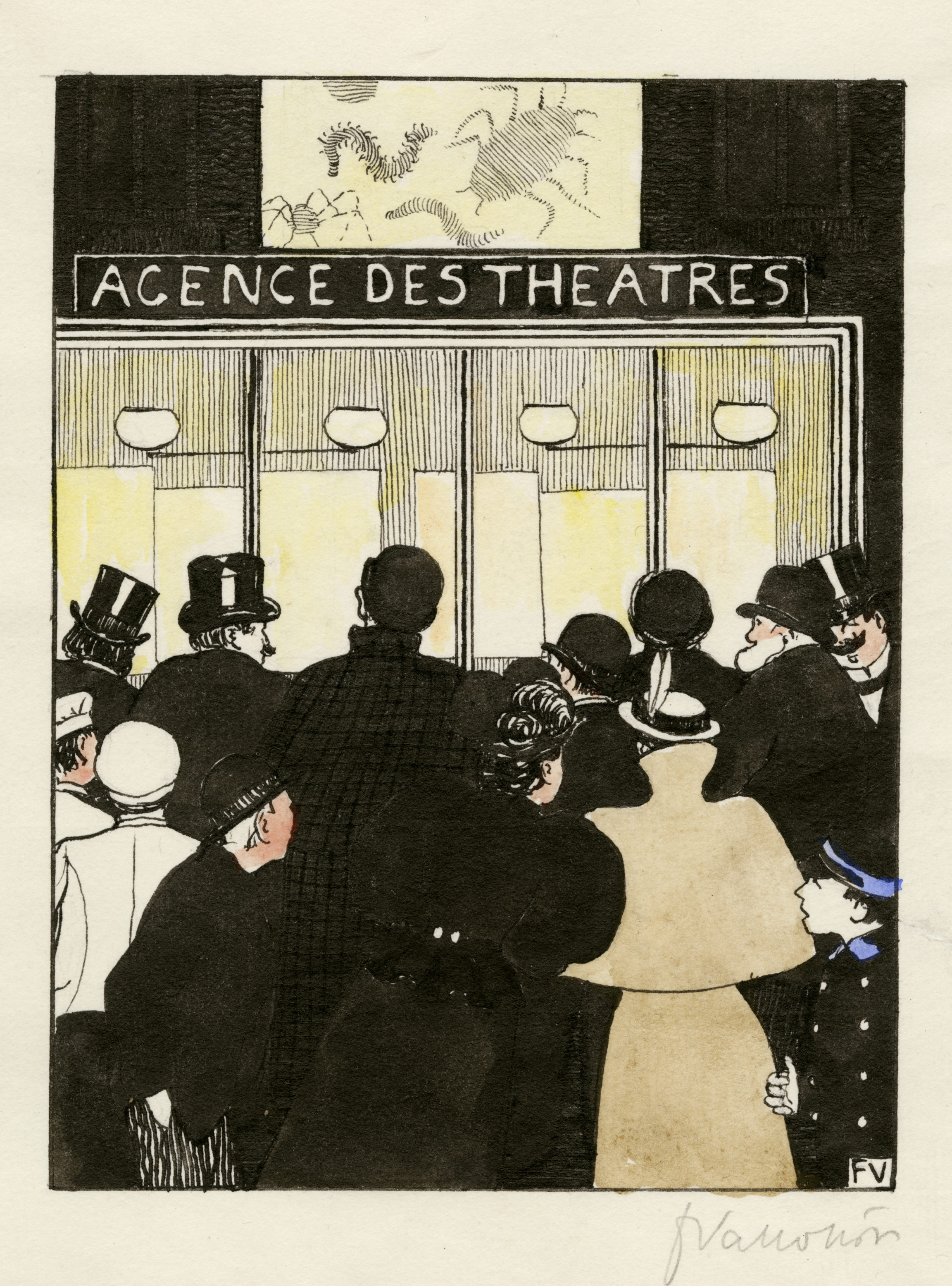 Félix Vallotton, Les Affiches lumineuses.<br>Dessin pour « Les Rassemblements », 1895/1902-1903