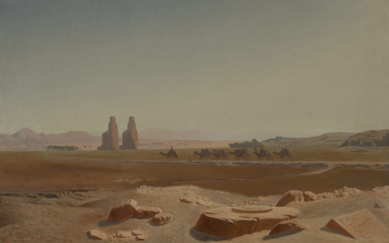 Jean-Léon Gérôme, Caravane passant près des colosses de Memnon. Thèbes (Caravan Passing the Colossi of Memnon, Thebes), 1856