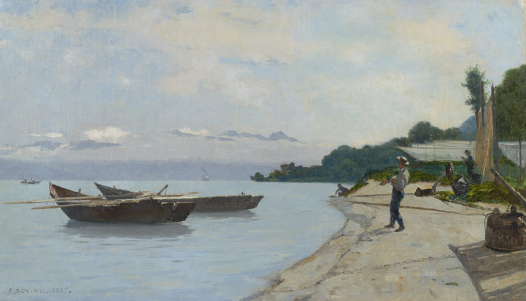 François Bocion, Lac et pêcheurs (Lake and Fishermen), 1885