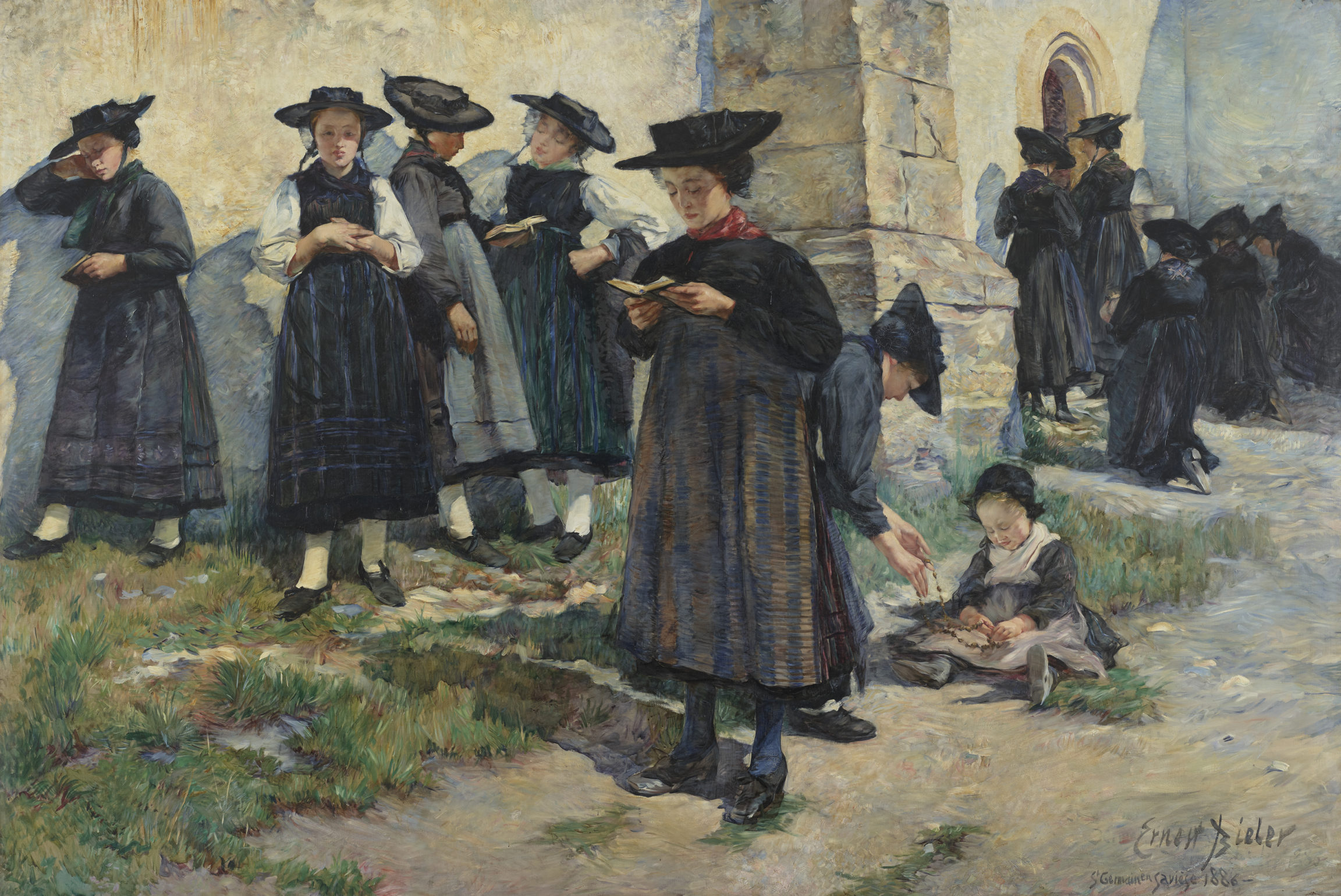 Ernest Biéler, Devant l’église de Saint-Germain à Savièse (Outside the Church of Saint-Germain in Savièse), 1886