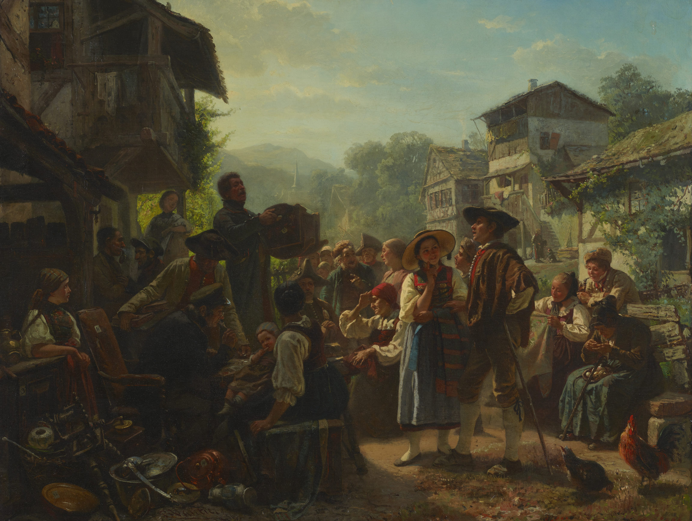 Marc Louis Benjamin Vautier (L'Aîné) , Une vente aux enchères dans l’Oberland bernois, 1856