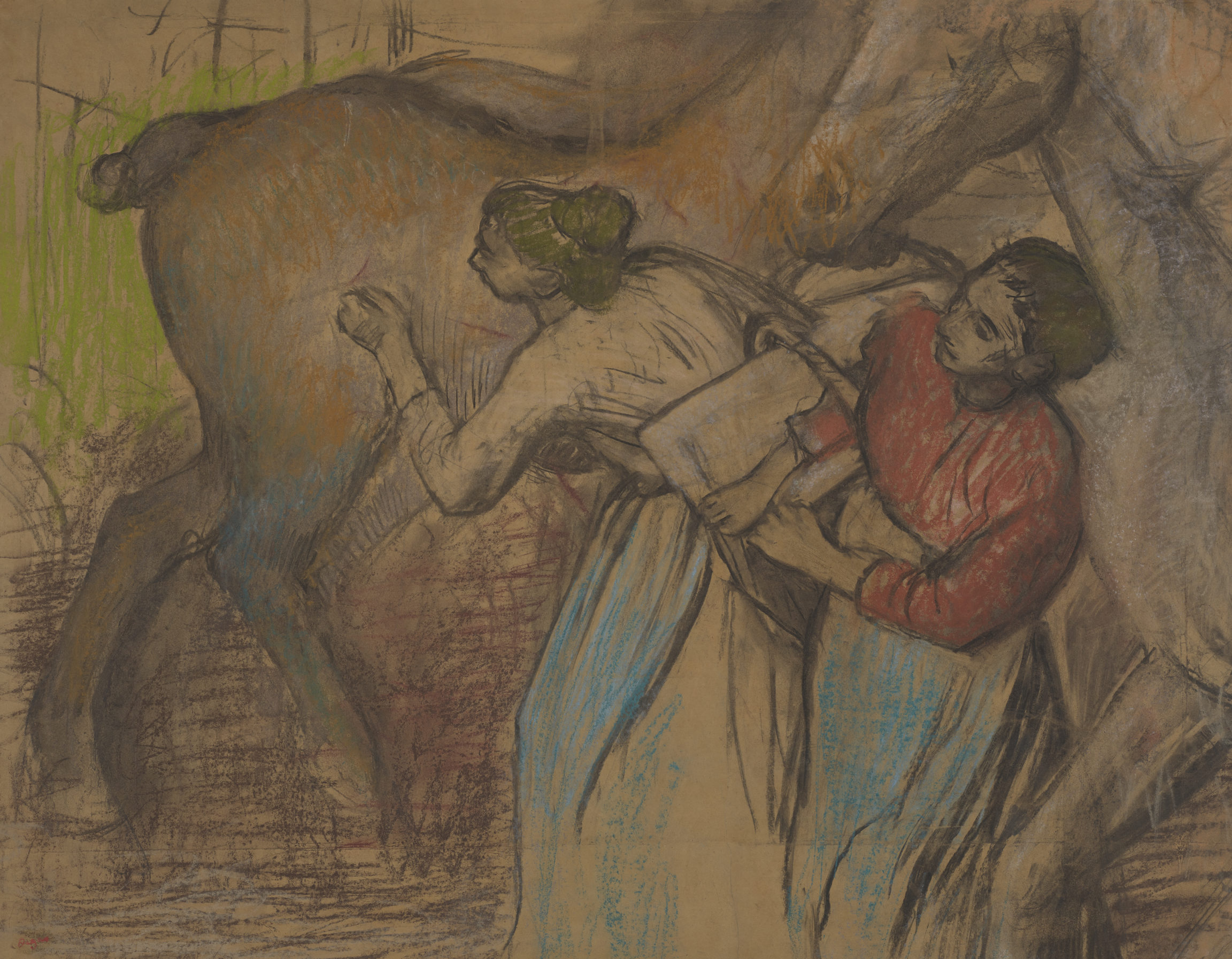 Edgar Degas, Blanchisseuses et chevaux, vers 1904
