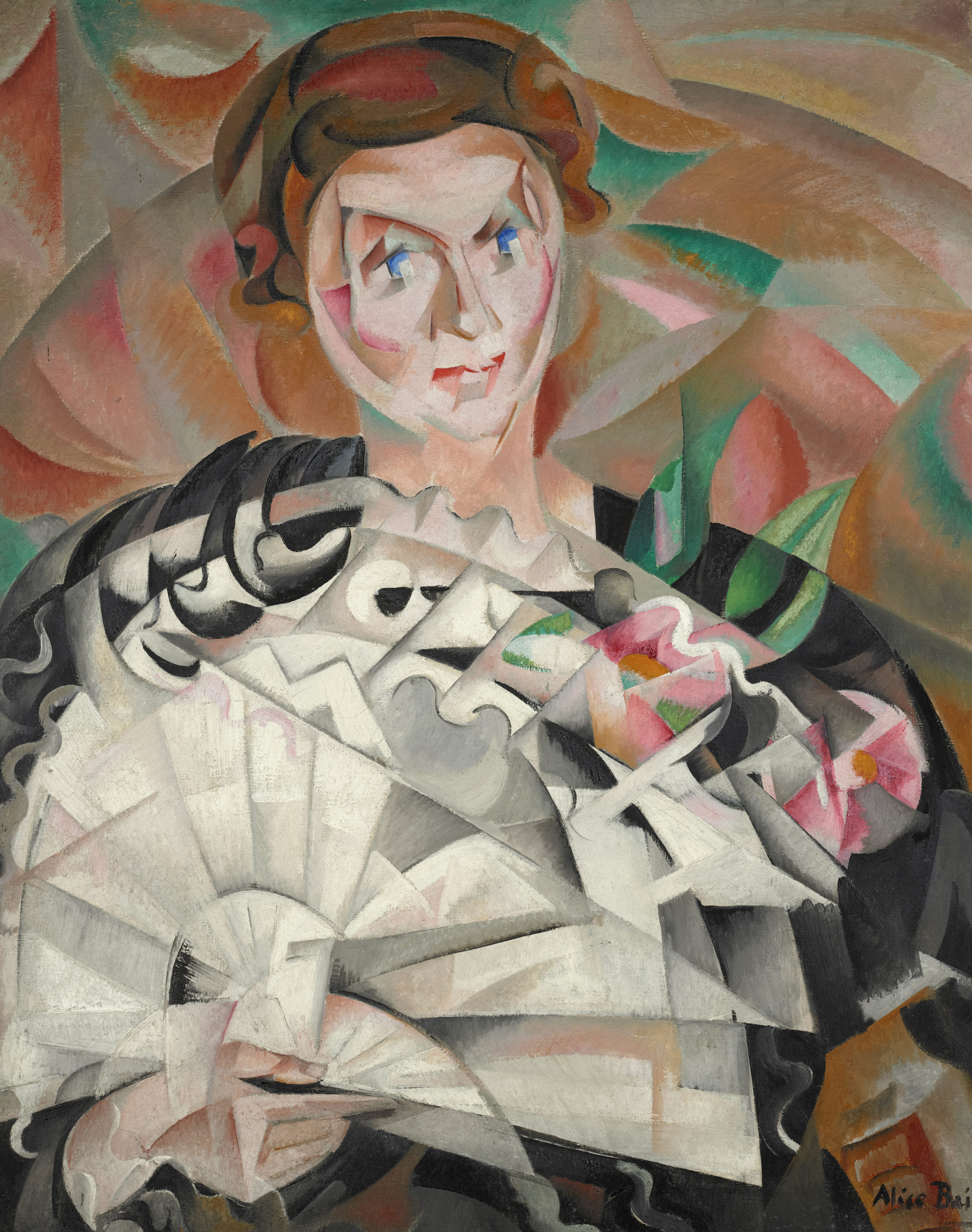 Alice Bailly, Jeu d’éventail (Playing with a Fan) or Femme à l’éventail (Woman with a Fan), 1913