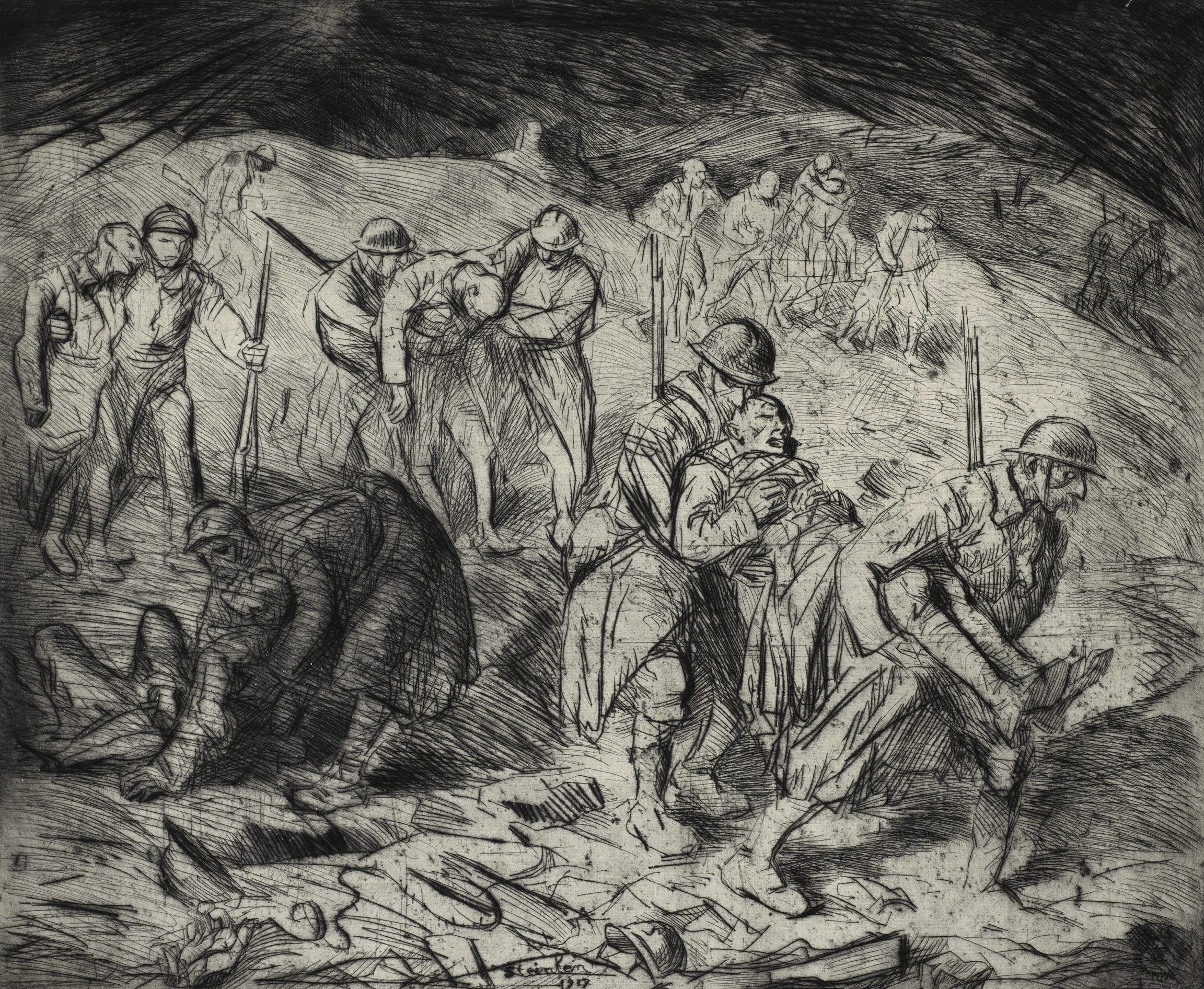 Théophile-Alexandre Steinlen, Les échappés de l’enfer II (Survivors of Hell), 1917