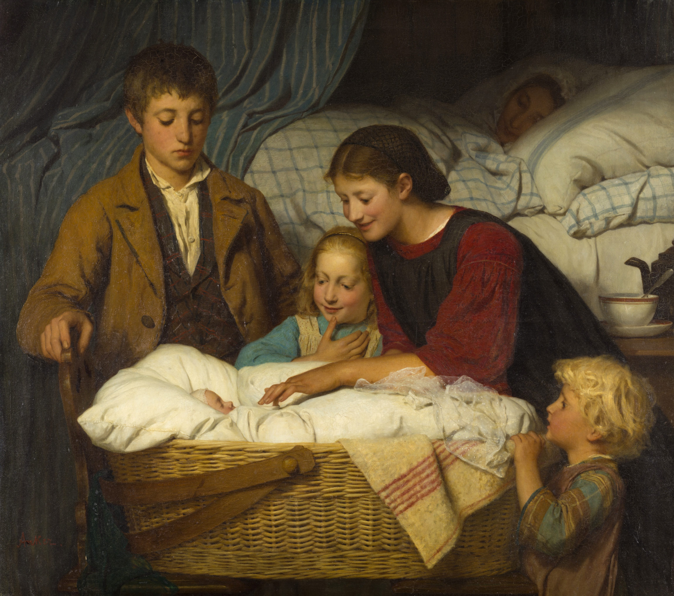 Albert Anker, Le Nouveau-né (The Newborn), 1867