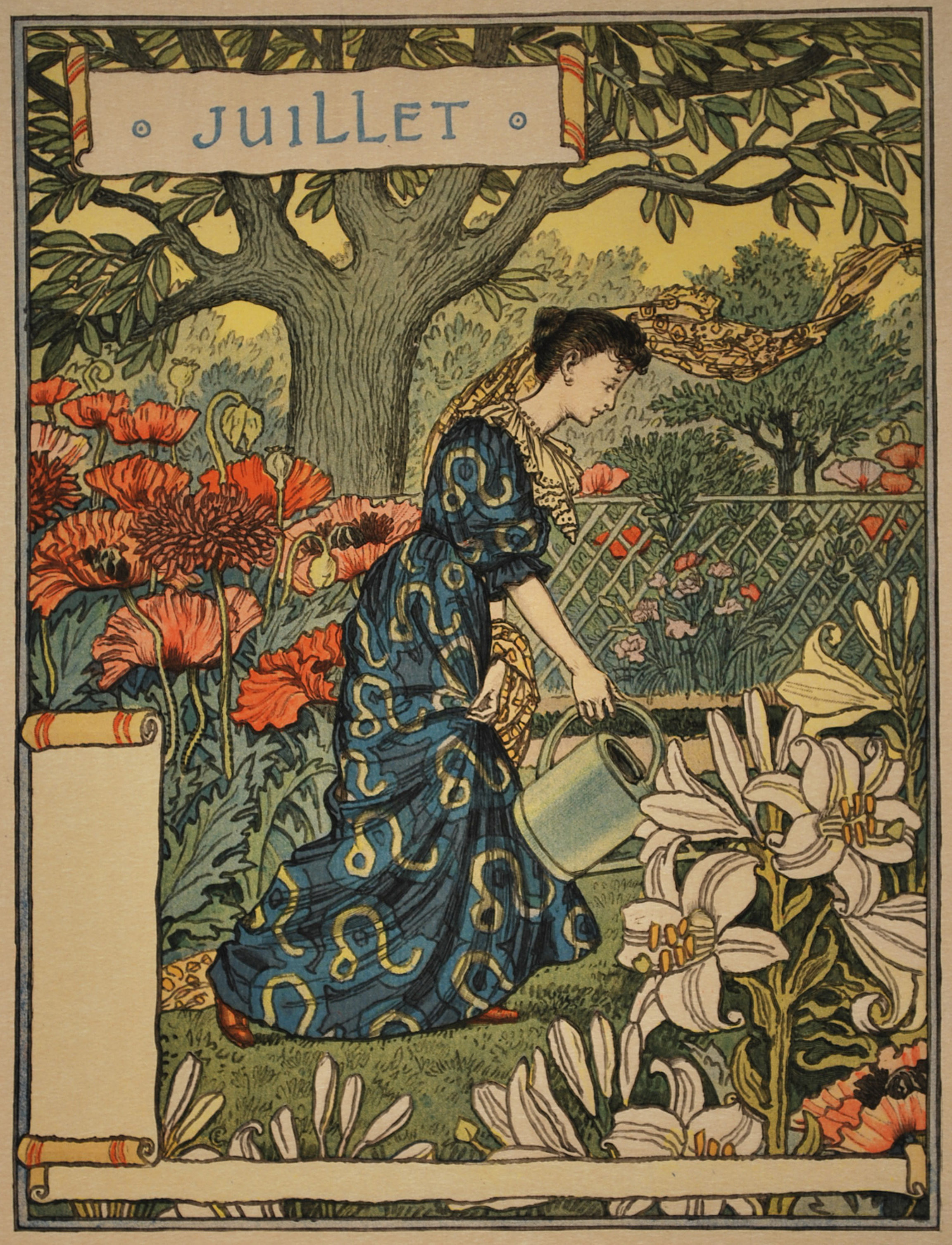 Eugène Grasset, Calendrier de La Belle Jardinière. Les Mois. Juillet (Calendar for La Belle Jardinière. The Months. July), 1896