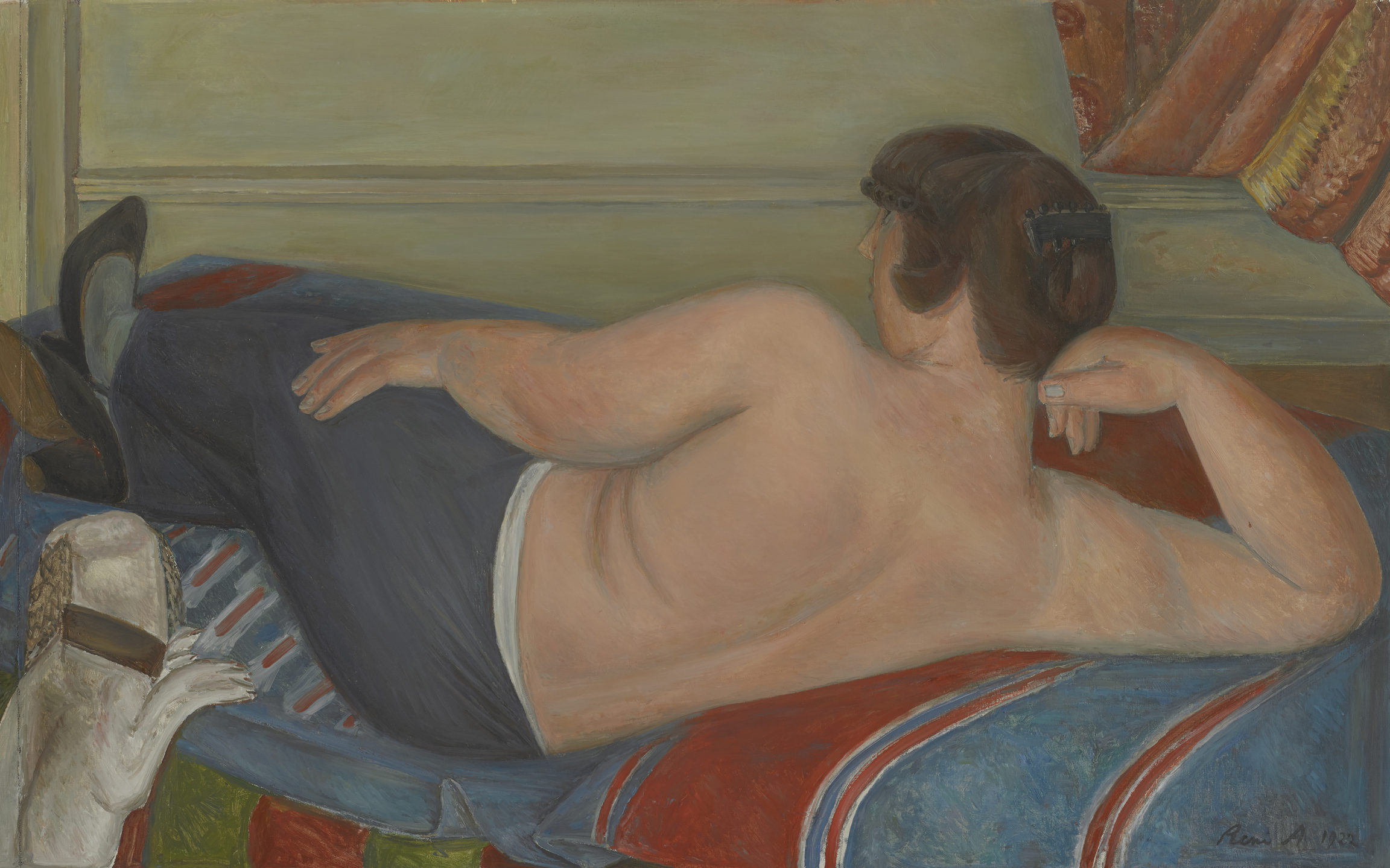 René Auberjonois , Grand nu couché or Nu étendu avec chien (Large reclining nude or Nude reclining with dog), 1922/1923