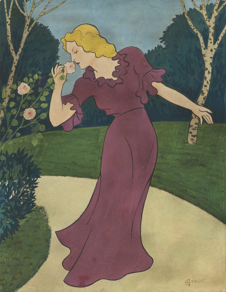 Eugène Grasset, Femme à la rose, vers 1900