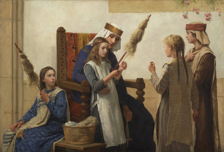 Albert Anker, La reine Berthe et les fileuses (Queen Bertha and the Spinners), 1888