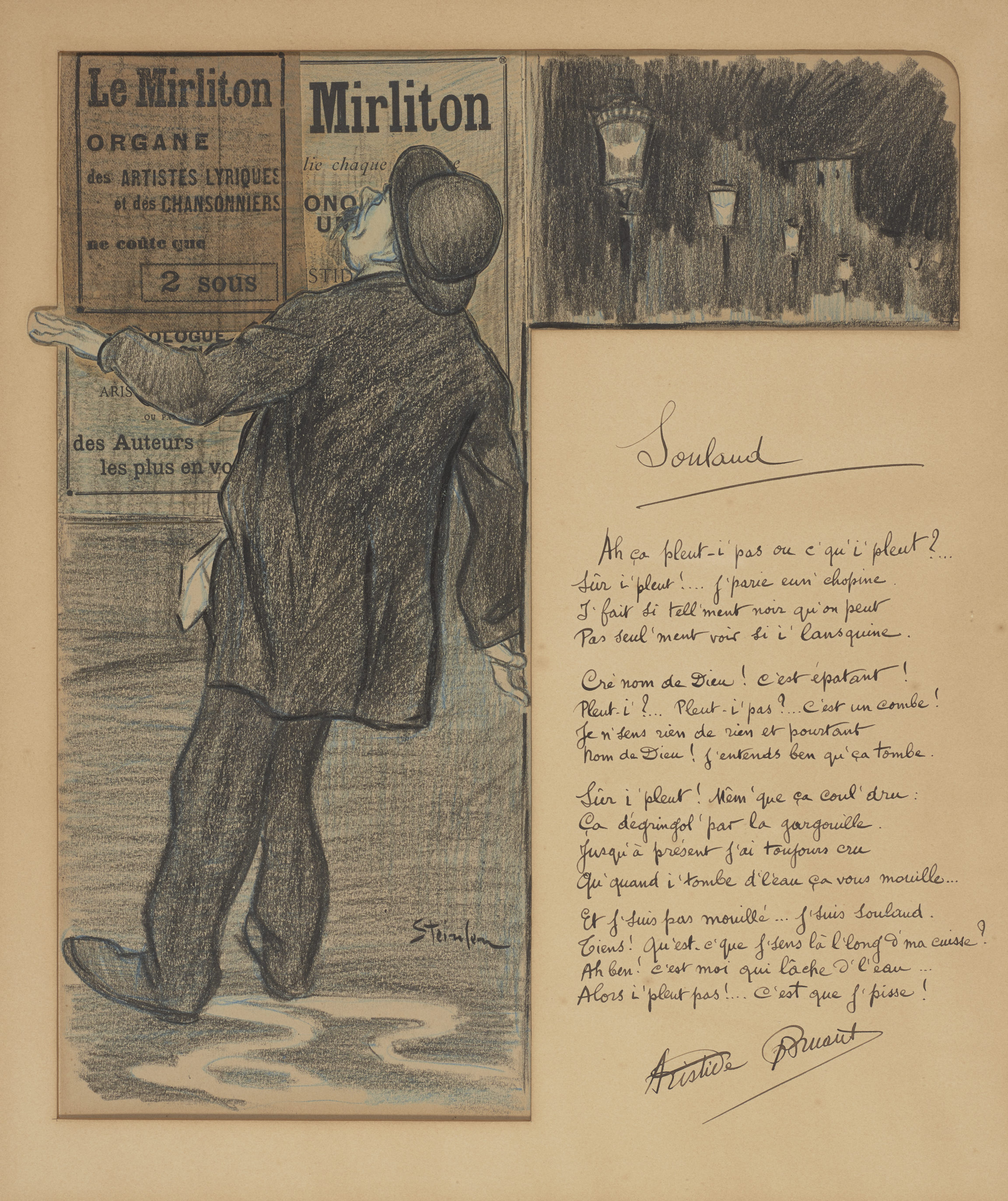 Théophile-Alexandre Steinlen, Soulaud (Drunkard). Colour proofs for Le Mirliton, issue 123, 18 August 1893, 1893