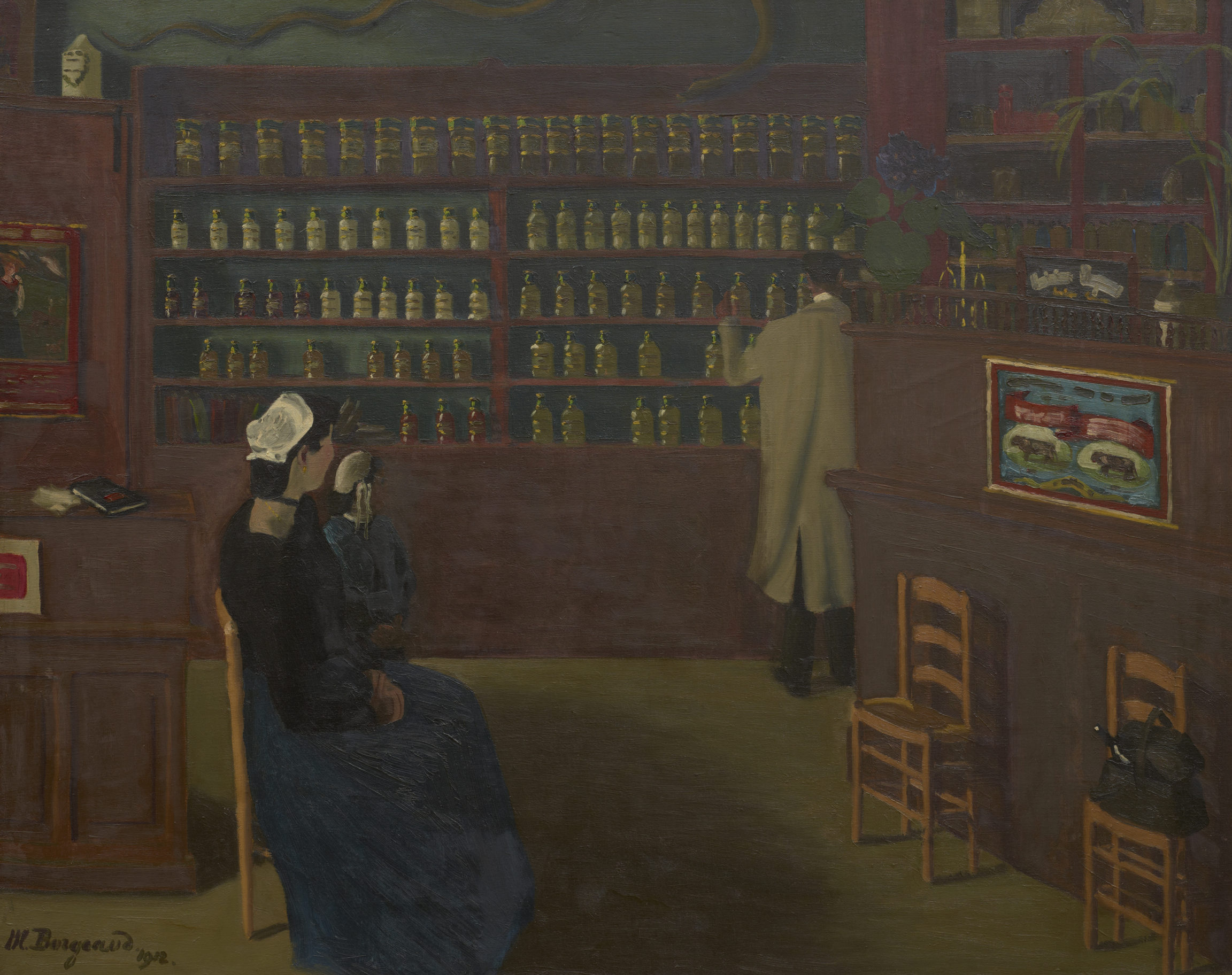 Marius Borgeaud , Bretonnes à la pharmacie (Breton women at the pharmacy), 1912